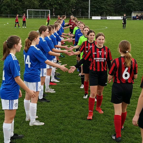Équipes féminines juniors se serrant la main après un match